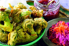 Broccoli Bhajis with Carrot and Beetroot Raita